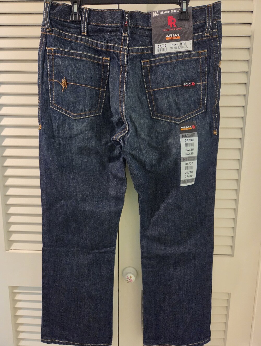 Ariat Men's Dark Indigo Relaxed Bootcut Jeans. Flame Resistant Sz 34x30. NWT